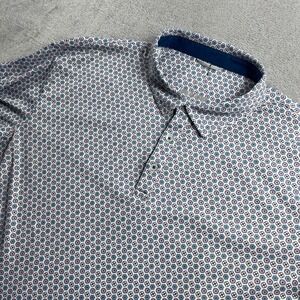 Swannies Mens XL Magnolia Green Celebrity Golf Polo Shirt Geometric Floral Blue